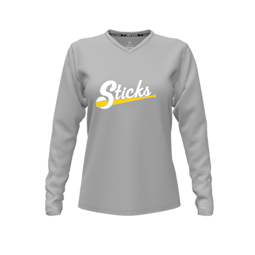 [FTLVCFGY-FYXS-LOGO1] Decker Comfort T-Shirt (Female Youth XS, Gray, V Neck, Logo 1, Long Sleeve)