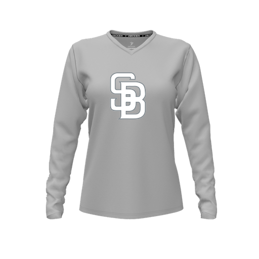 [CUS-DFW-TEES-CMF-VNK-LSL-GRY-FYXS-LOGO2] Comfort T-Shirt (Female Youth XS, Gray, V Neck, Logo 2, Long Sleeve)