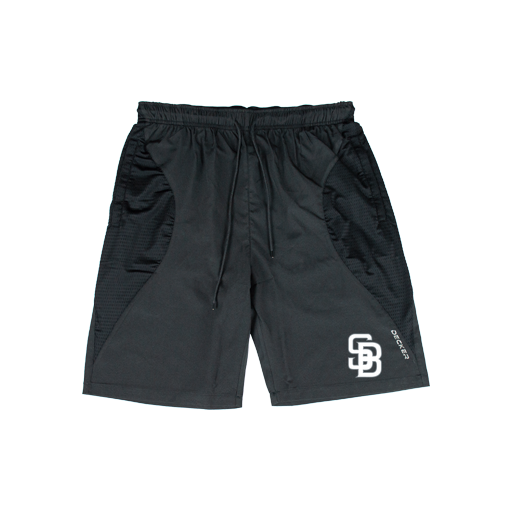 [CUS-DFW-SHOR-PER-CRV-BLK-YXXS-LOGO2] Shorts (Curve Shorts) (Youth XXS, Black, Logo 2)