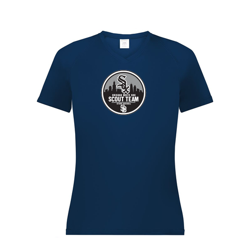 [2792.065.XS-LOGO3] Ladies Smooth Sport V-Neck T-Shirt (Female Adult XS, Navy, Logo 3)