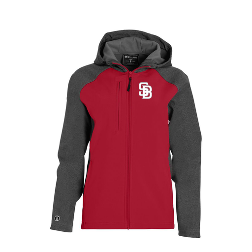 [229357.H01.XS-LOGO2] Soft Shell Full Zip Jacket - Womens (Female Adult XS, Red, Logo 2)