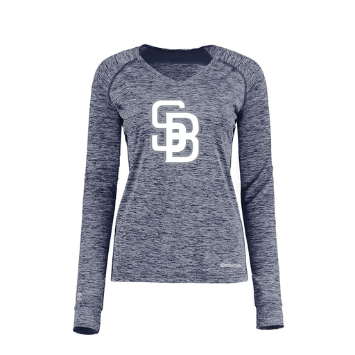 [222770.U22.XS-LOGO2] Ladies Electric Long Sleeve Shirt (Female Adult XS, Navy, Logo 2)