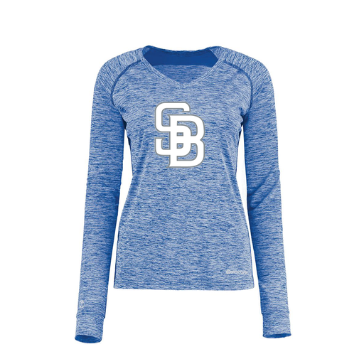[222770.U55.XS-LOGO2] Ladies Electric Long Sleeve Shirt (Female Adult XS, Royal, Logo 2)