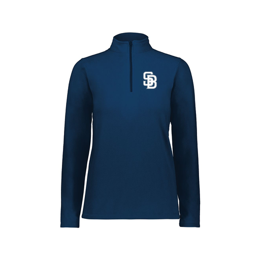 [6864.065.XS-LOGO2] Ladies MicroFleece 1/4 Zip Pullover (Female Adult XS, Navy, Logo 2)