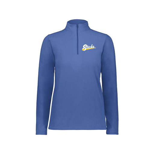 [6864.060.XS-LOGO1] Ladies MicroFleece 1/4 Zip Pullover (Female Adult XS, Royal, Logo 1)