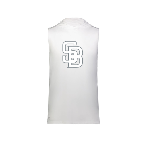 [222590.005.XS-LOGO2] Men's CoolDry Sleeveless Hoodie (Adult XS, White, Logo 2)