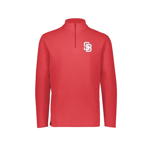 [6863.083.XS-LOGO2] Men's MicroFleece 1/4 Zip Pullover (Adult XS, Red, Logo 2)