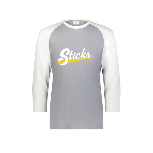 [6879.74S.S-LOGO1] Men's Vintage 3/4 Sleeve T-Shirt (Adult S, White, Logo 1)