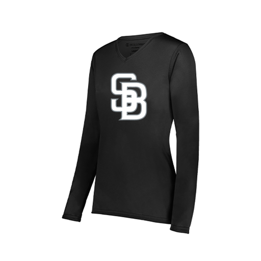 [222824.080.S-LOGO2] Ladies LS Smooth Sport Shirt (Female Adult S, Black, Logo 2)