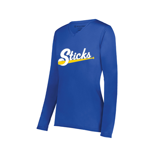 [222824.060.S-LOGO1] Ladies LS Smooth Sport Shirt (Female Adult S, Royal, Logo 1)